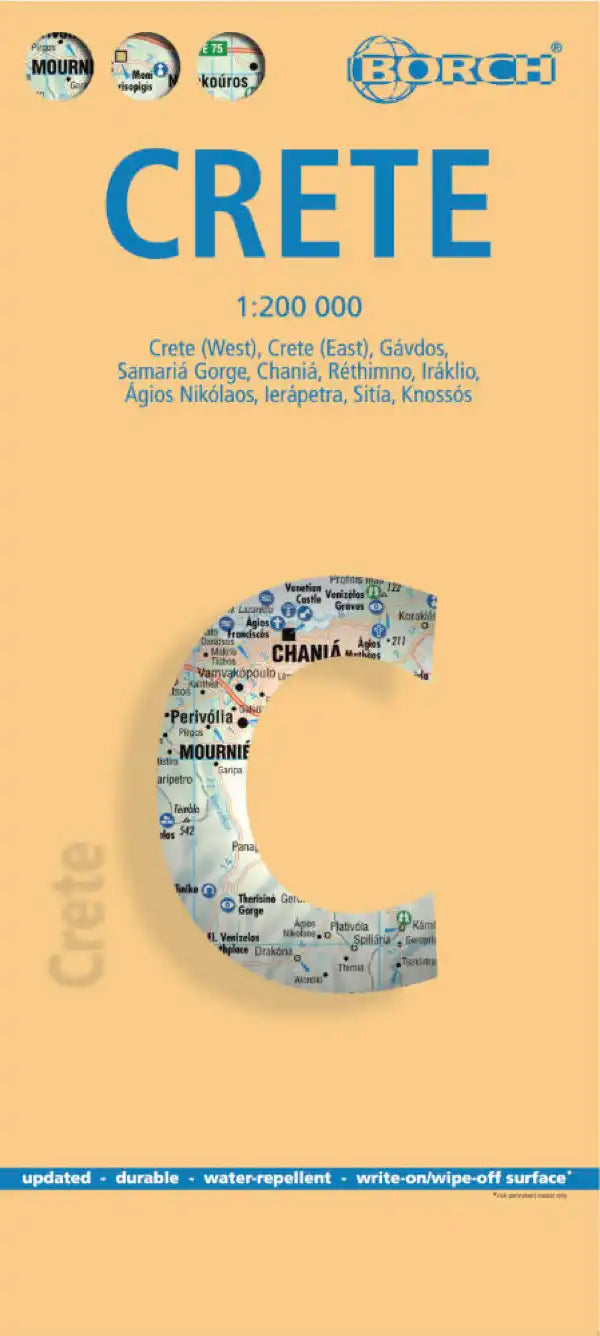 Carte routière plastifiée - Crète | Borch Maps carte routière Borch Maps