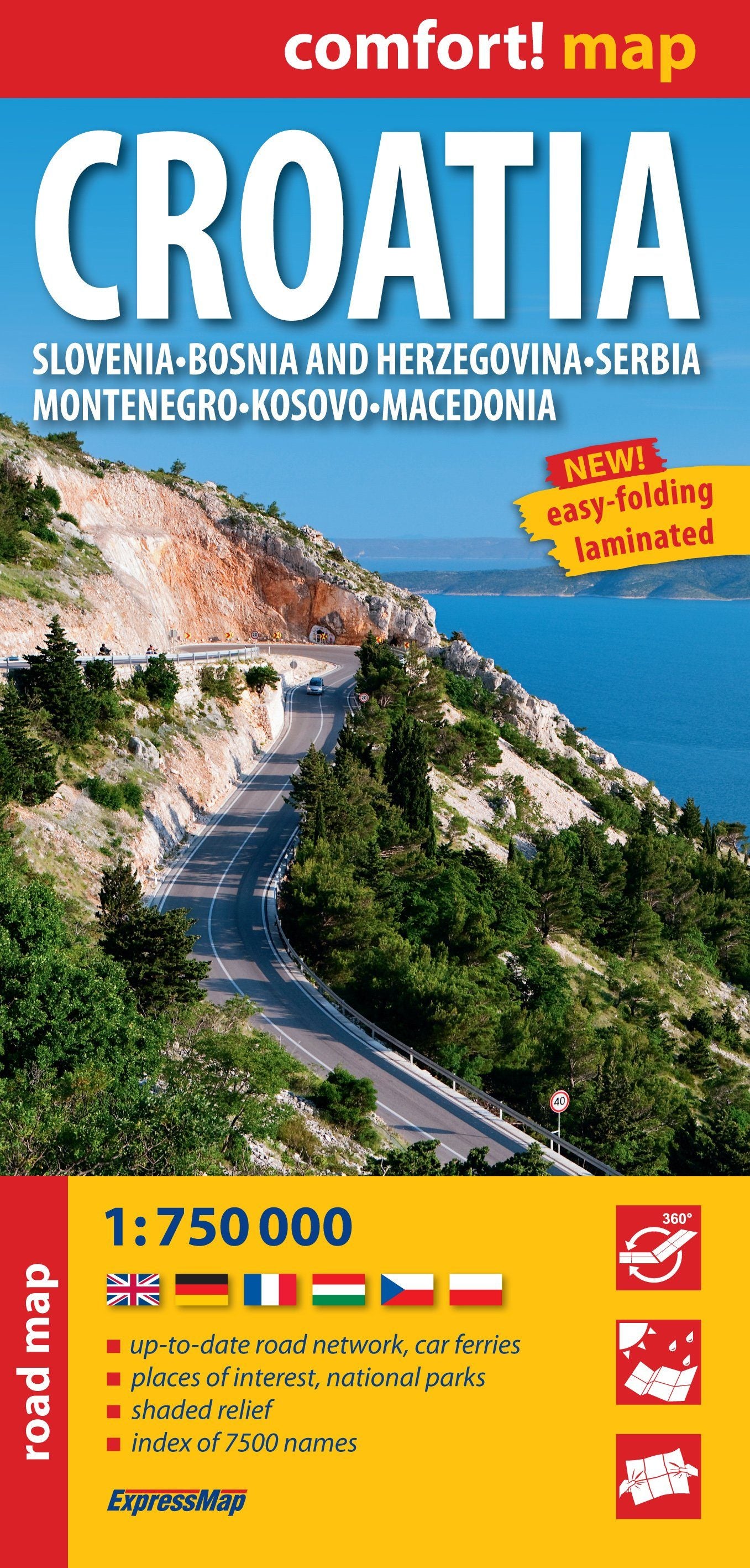 Carte routière plastifiée - Croatie | Express Map carte routière Express Map Default Title