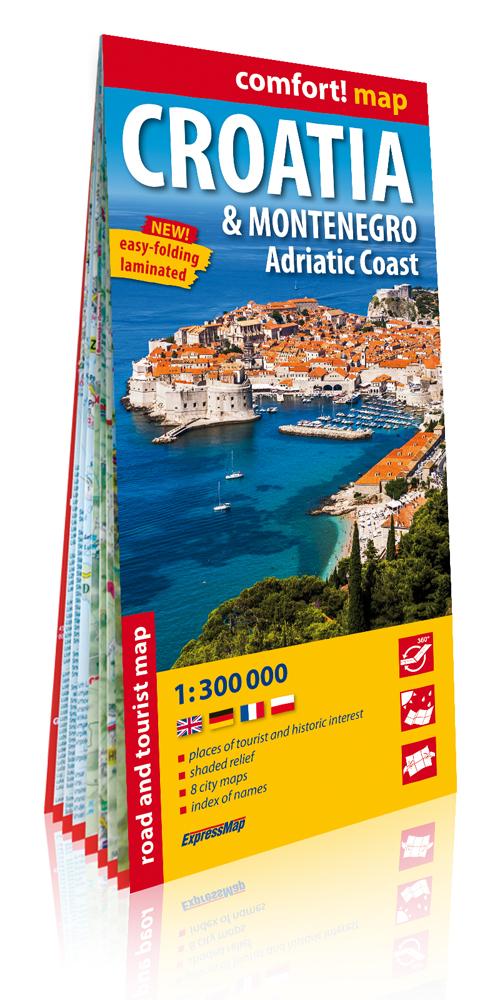 Carte routière plastifiée - Croatie, Monténégro, Côte Adriatique | Express Map carte routière Express Map Default Title