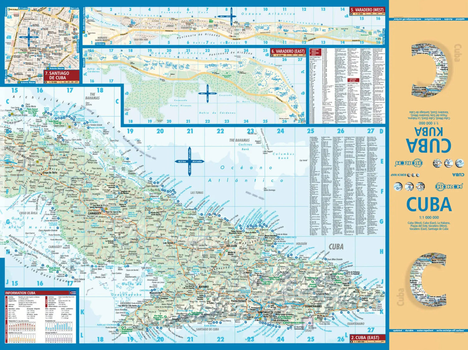 Carte routière plastifiée - Cuba | Borch Maps carte routière Borch Maps