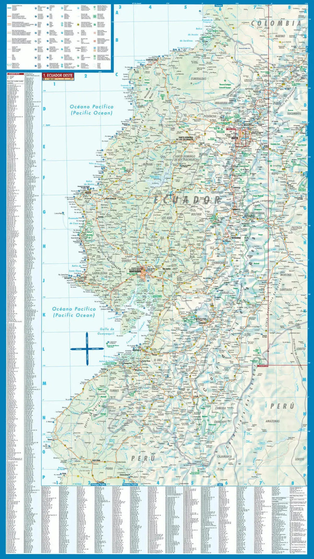 Carte routière plastifiée - Equateur et Galapagos | Borch Map carte pliée Borch Map 