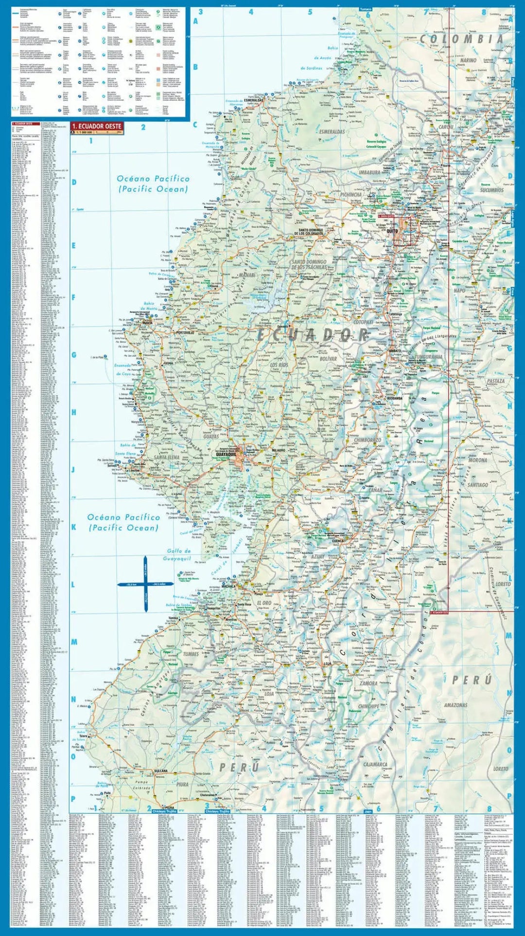 Carte routière plastifiée - Equateur et Galapagos | Borch Map carte pliée Borch Map 