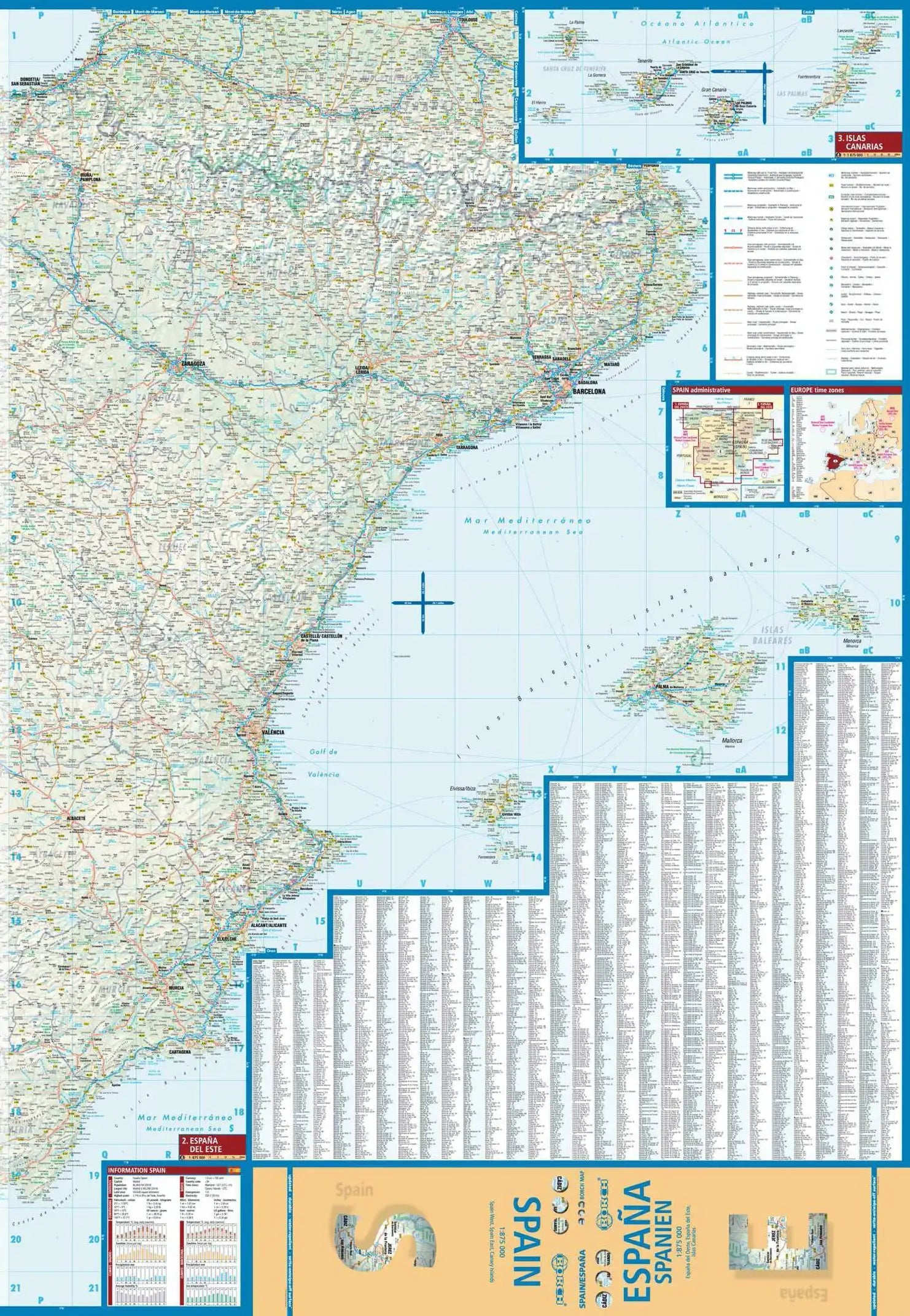 Carte routière plastifiée - Espagne | Borch Maps carte routière Borch Maps