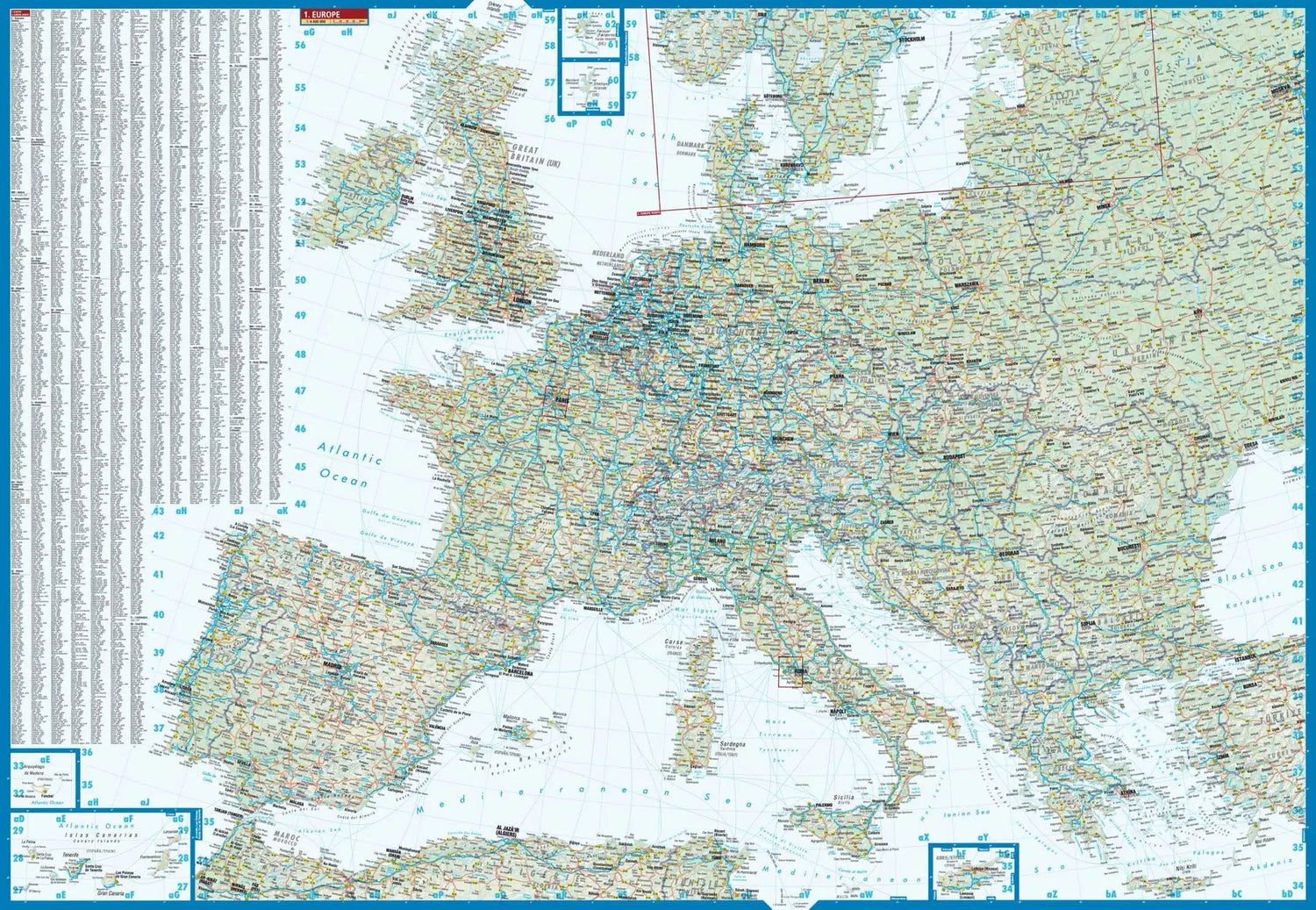 Carte routière plastifiée - Europe | Borch Maps carte routière Borch Maps