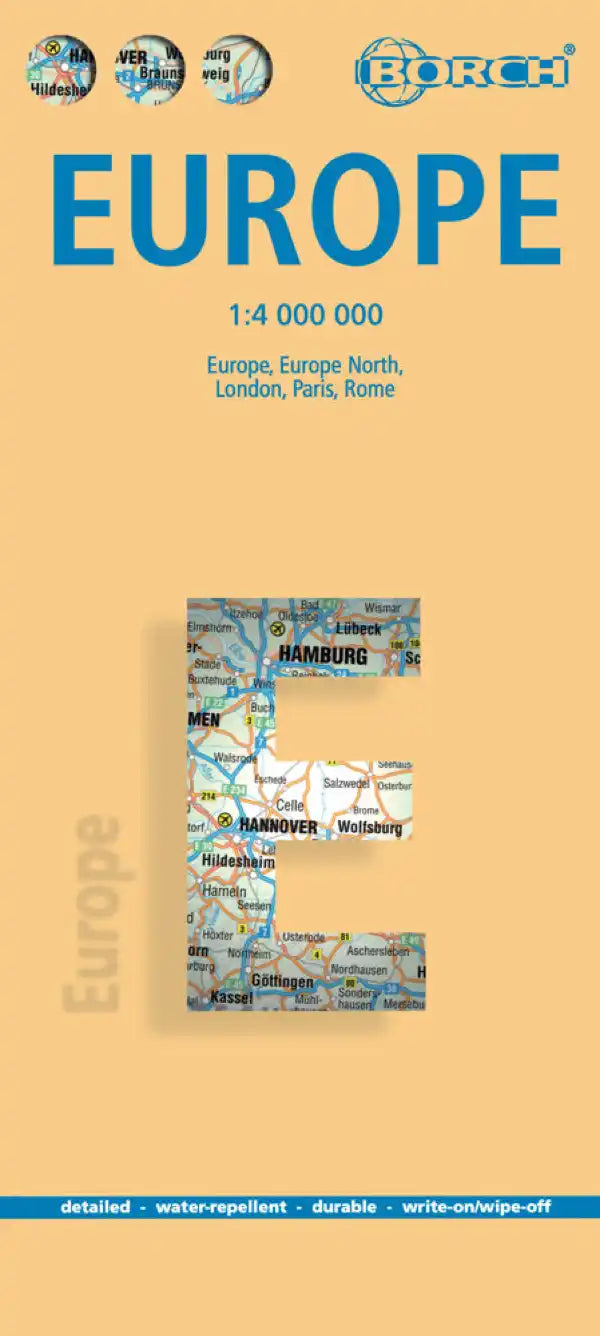 Carte routière plastifiée - Europe | Borch Maps carte routière Borch Maps
