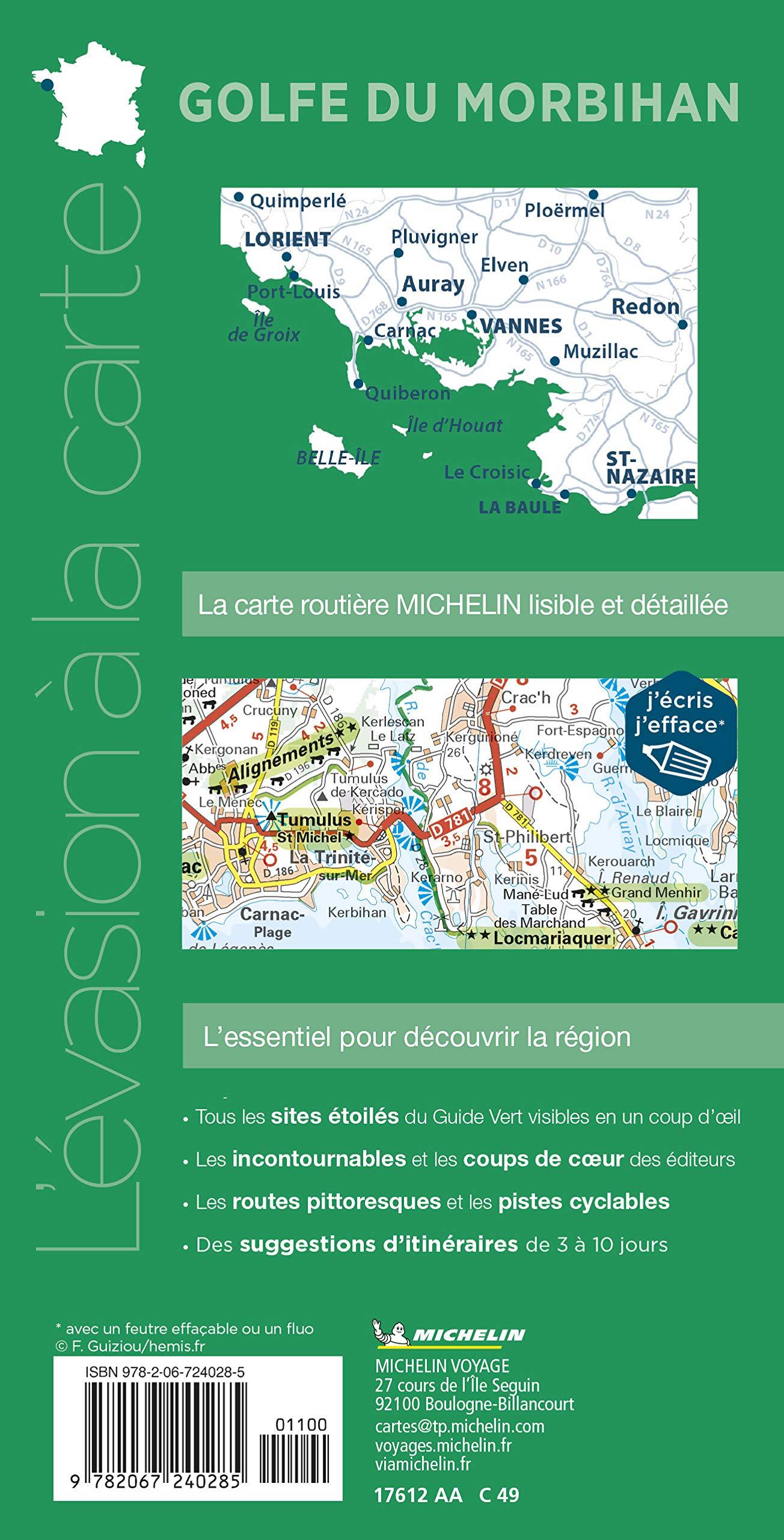 Carte routière plastifiée - Golfe du Morbihan (Lorient, Vannes, La Baule) | Michelin carte routière Michelin