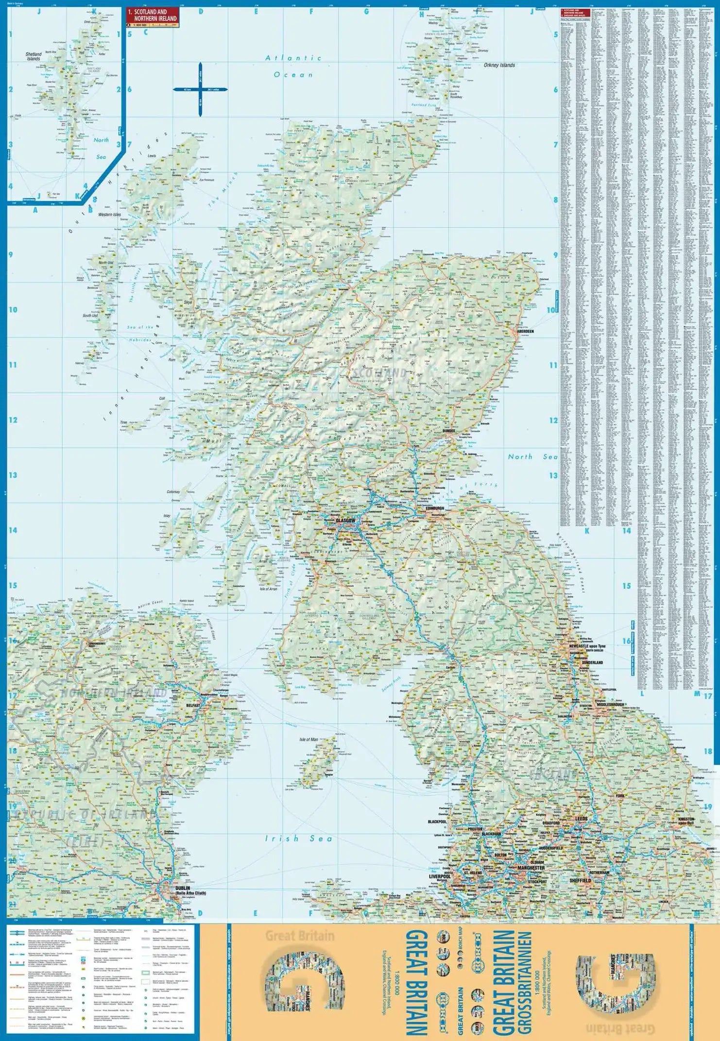 Carte routière plastifiée - Grande Bretagne | Borch Maps carte routière Borch Maps