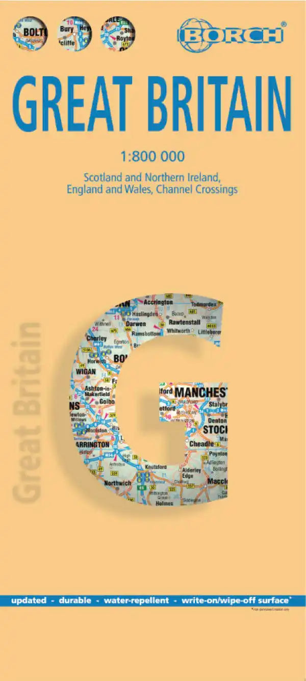 Carte routière plastifiée - Grande Bretagne | Borch Maps carte routière Borch Maps