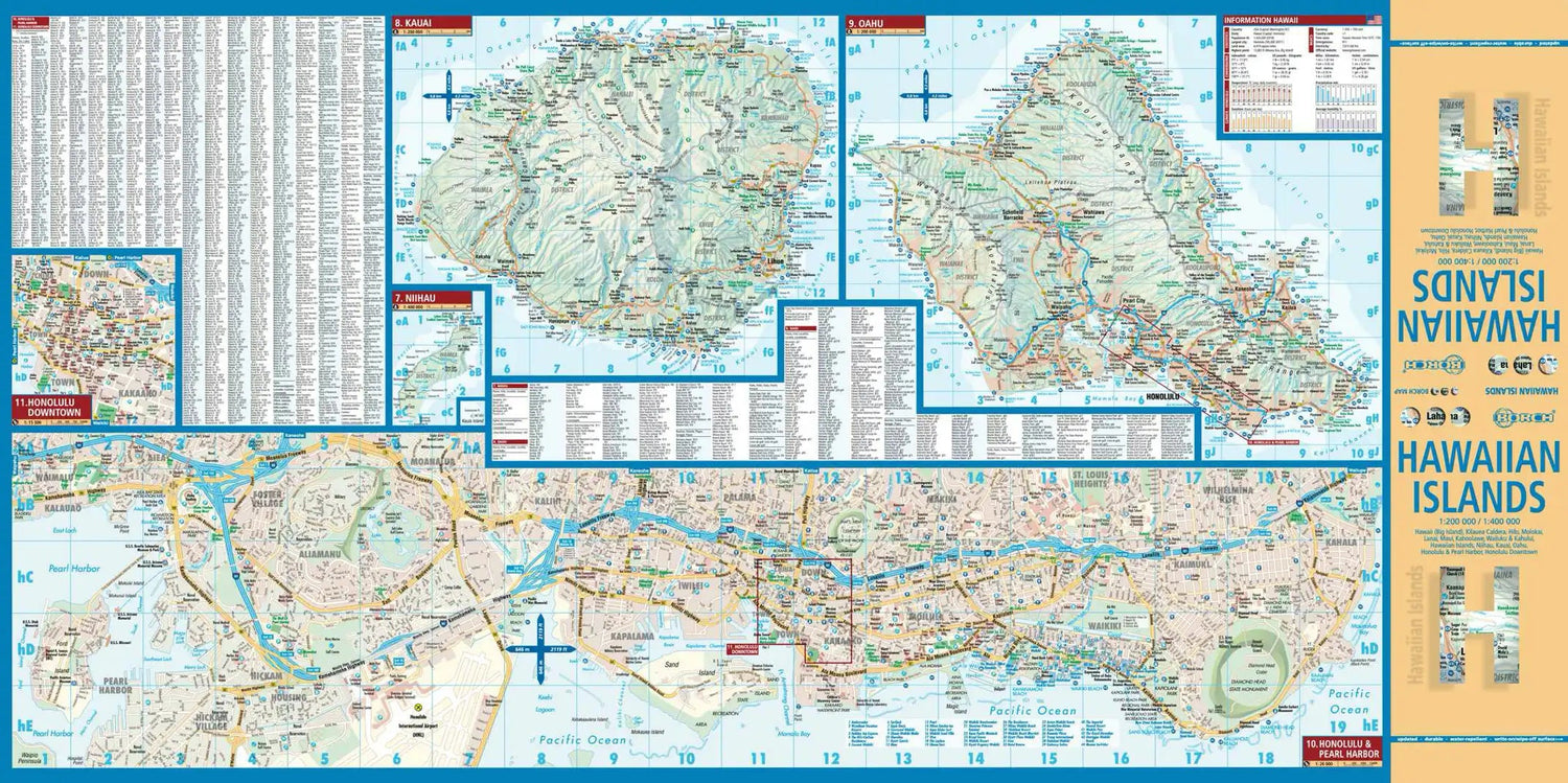 Carte routière plastifiée - Hawaii | Borch Maps carte routière Borch Maps