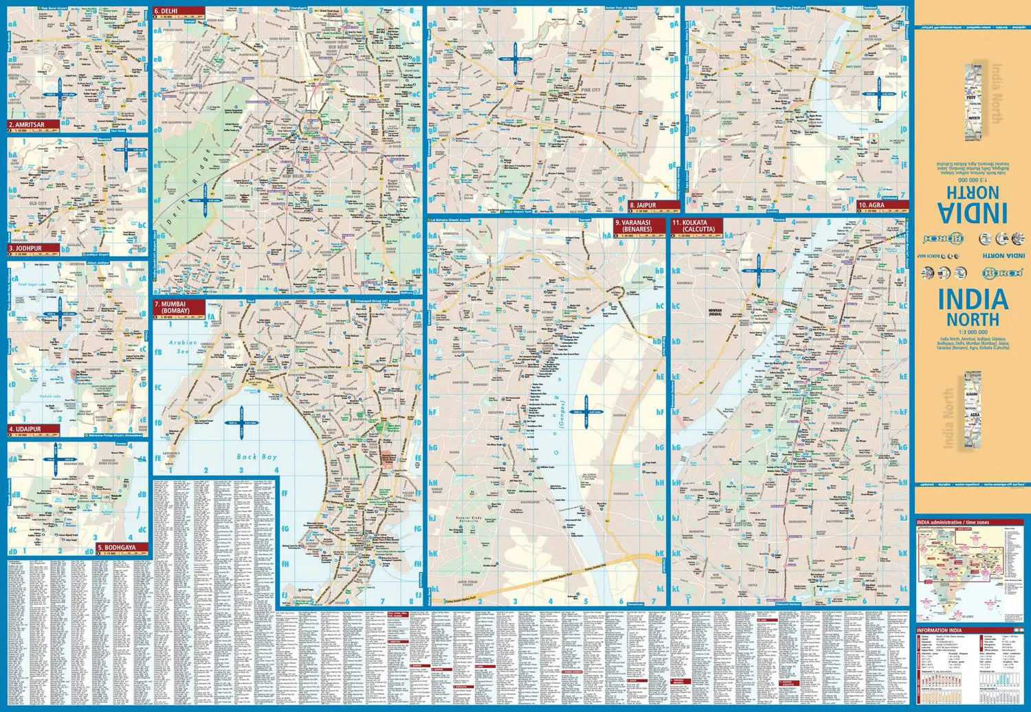 Carte routière plastifiée - Inde Nord | Borch Maps carte routière Borch Maps