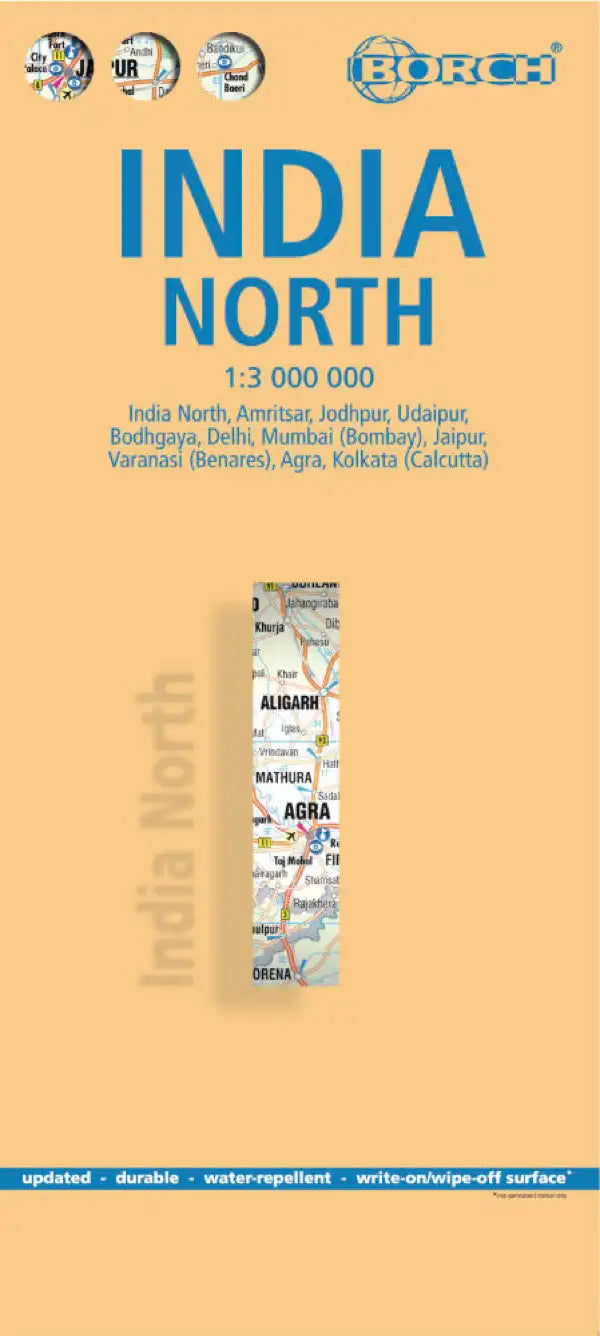 Carte routière plastifiée - Inde Nord | Borch Map carte pliée Borch Map 