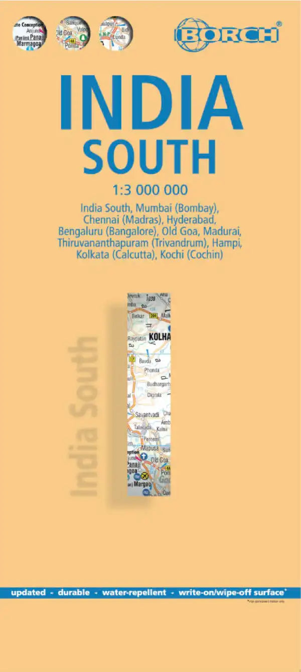 Carte routière plastifiée - Inde Sud | Borch Map carte pliée Borch Map 