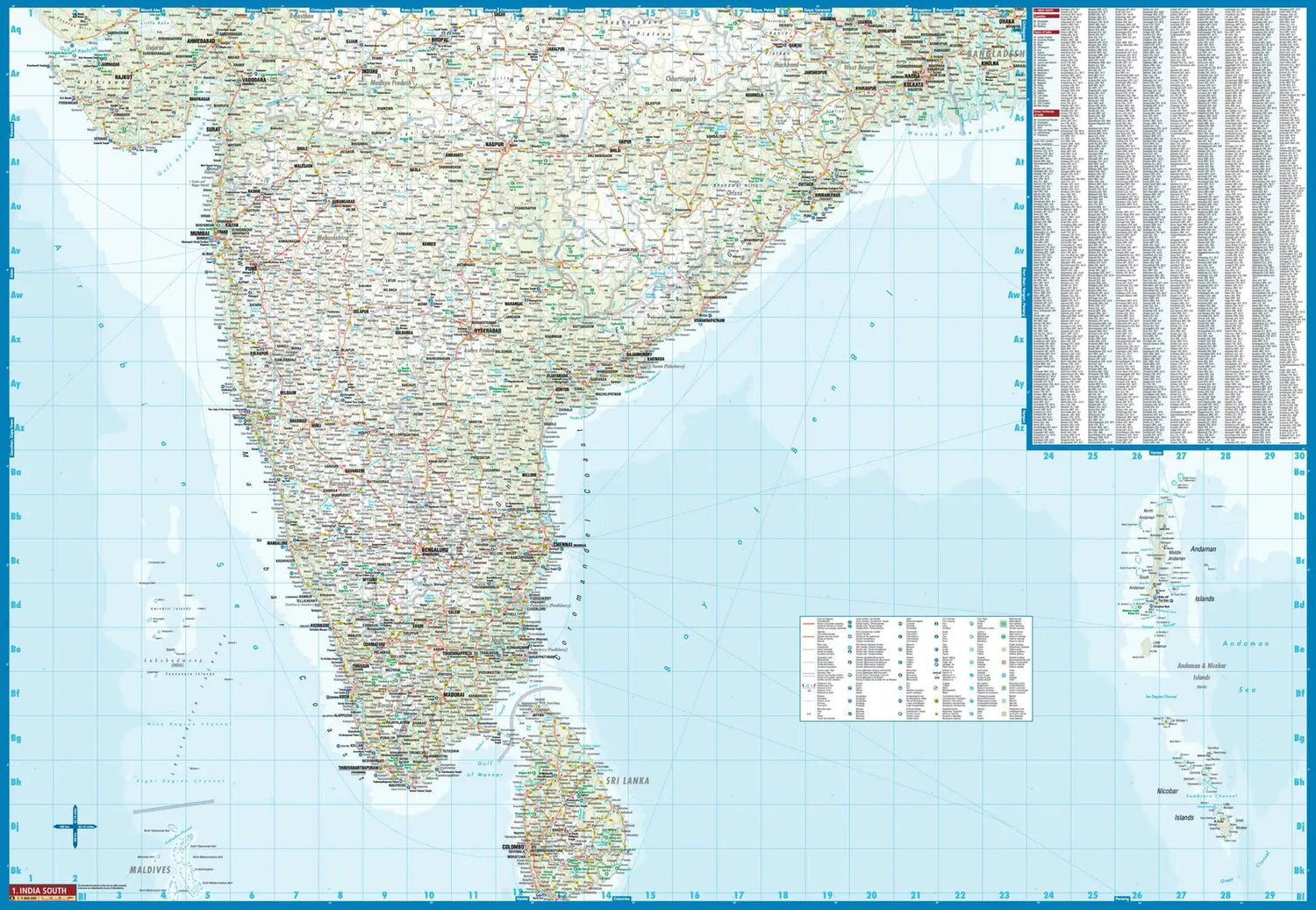 Carte routière plastifiée - Inde Sud | Borch Maps carte routière Borch Maps