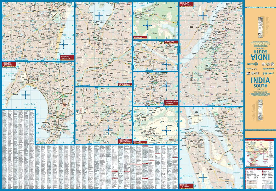 Carte routière plastifiée - Inde Sud | Borch Map carte pliée Borch Map 