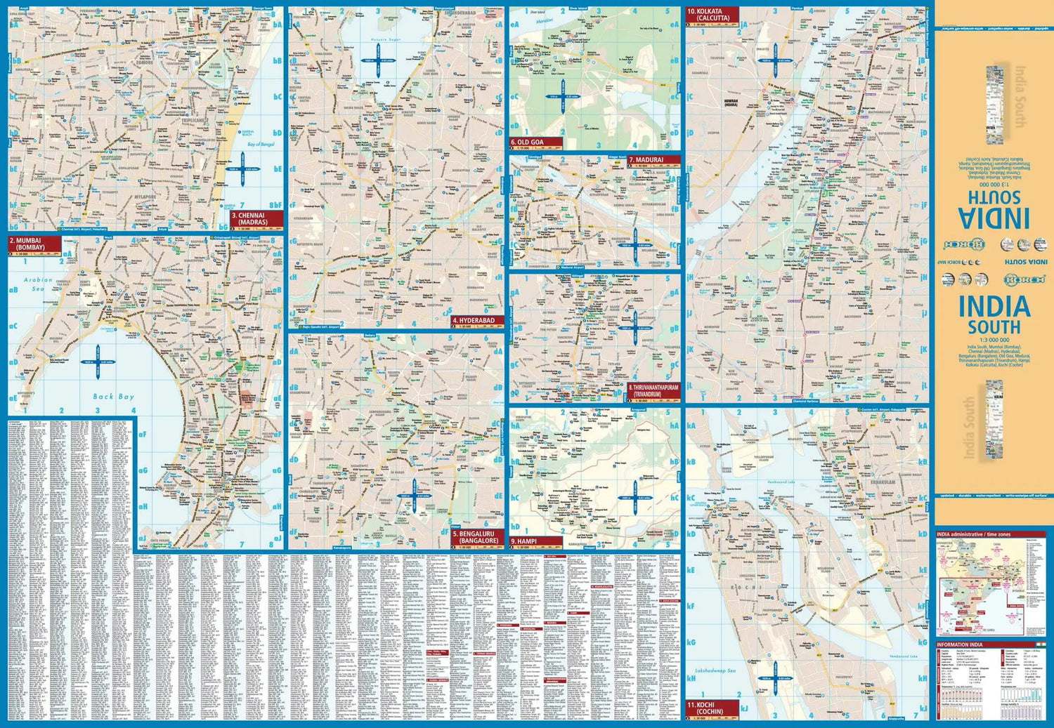 Carte routière plastifiée - Inde Sud | Borch Maps carte routière Borch Maps