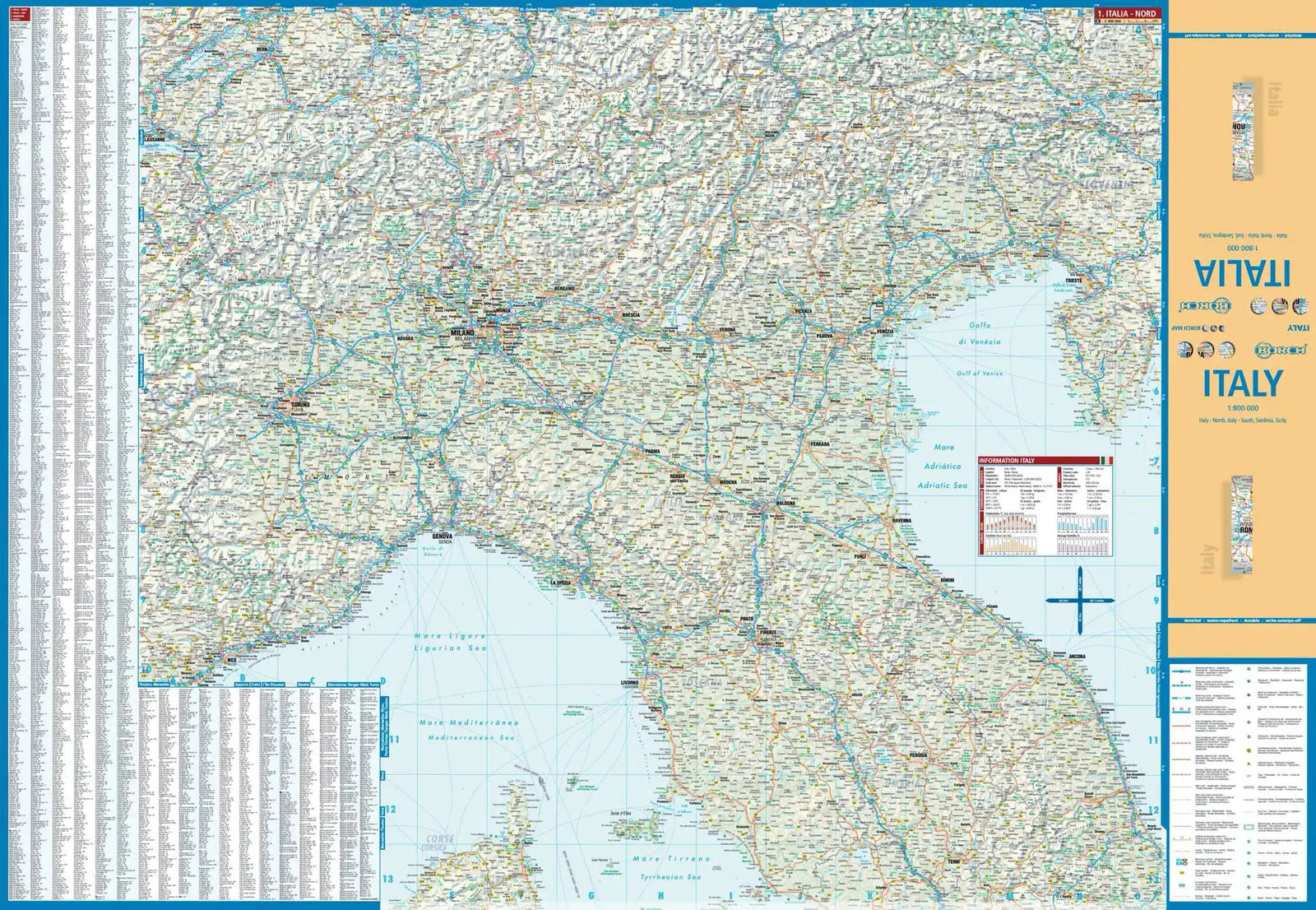 Carte routière plastifiée - Italie | Borch Maps carte routière Borch Maps