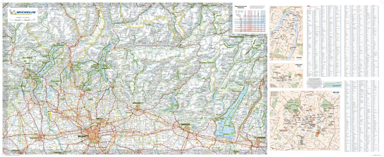 Carte touristique et routière - Les lacs italiens | Michelin carte routière Michelin