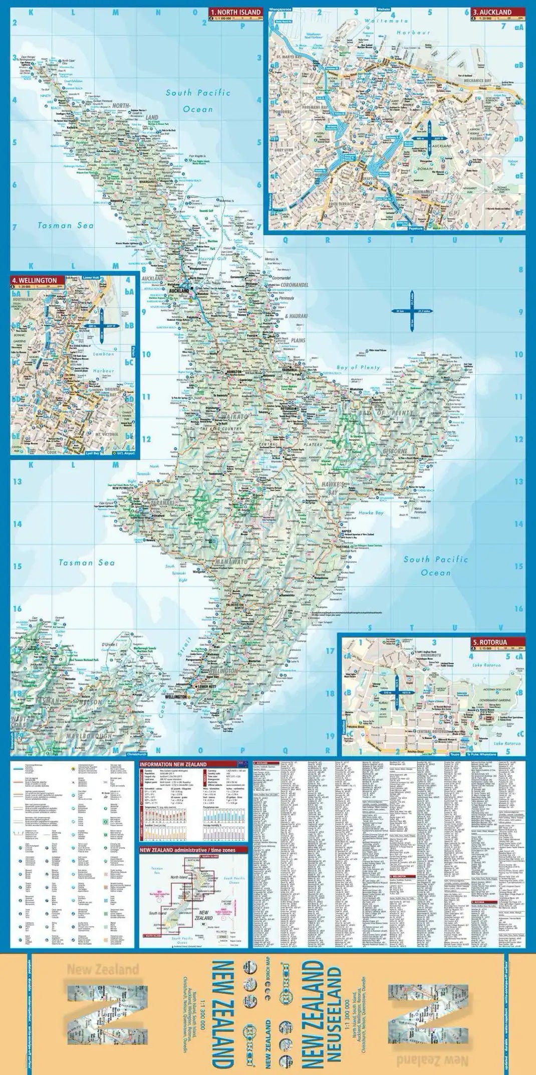 Carte routière plastifiée - Nouvelle Zélande | Borch Maps carte routière Borch Maps