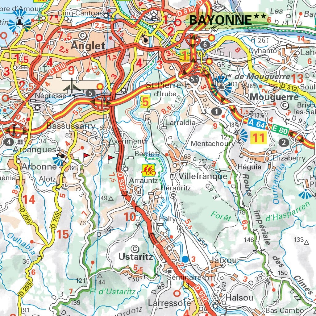 Carte routière plastifiée - Pays Basque (Bayonne, Biarritz, Saint-Sébastien) | Michelin carte routière Michelin