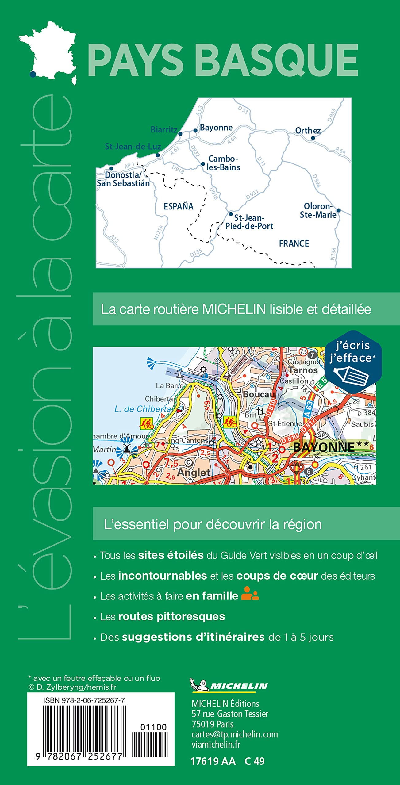 Carte routière plastifiée - Pays Basque (Bayonne, Biarritz, Saint-Sébastien) | Michelin carte routière Michelin