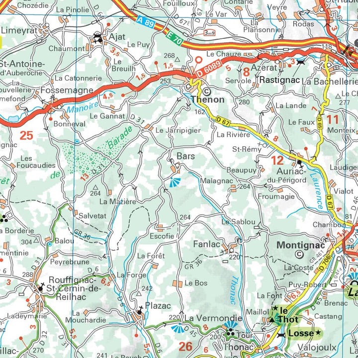 Carte routière plastifiée - Périgord | Michelin carte pliée Michelin 