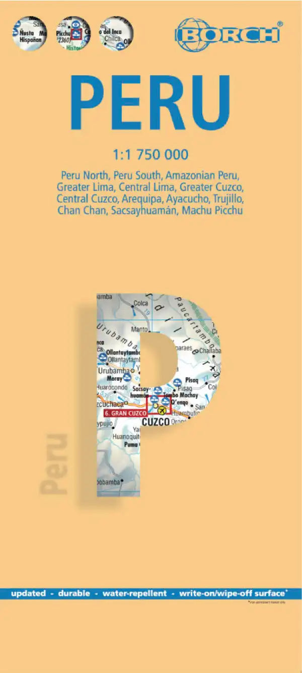 Carte routière plastifiée - Pérou | Borch Maps carte routière Borch Maps