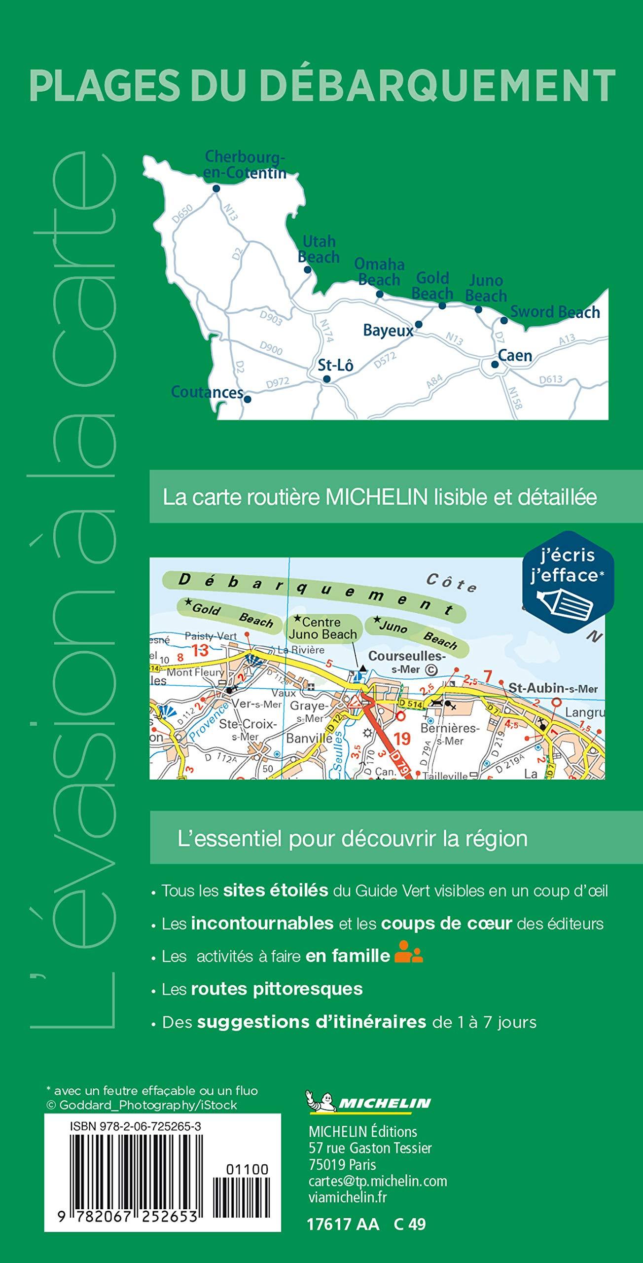 Carte routière plastifiée - Plages du débarquement, Presqu'ile du Cotentin | Michelin carte routière Michelin