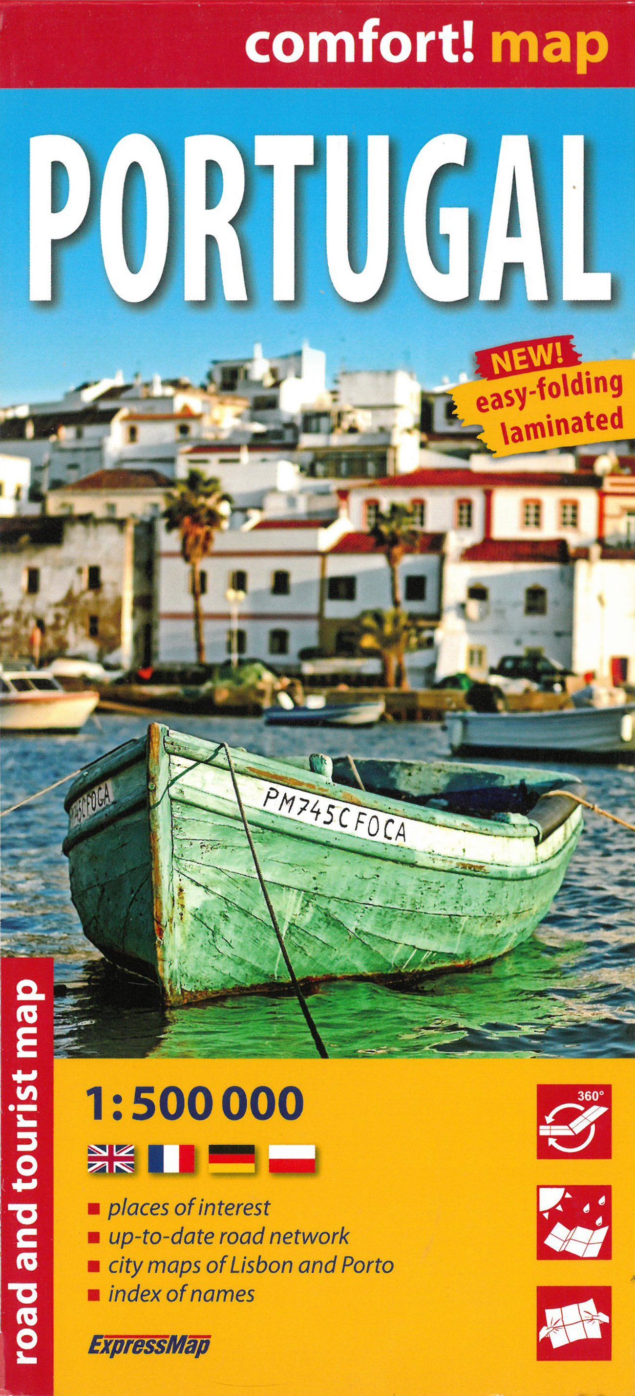 Carte routière plastifiée - Portugal | Express Map carte routière Express Map