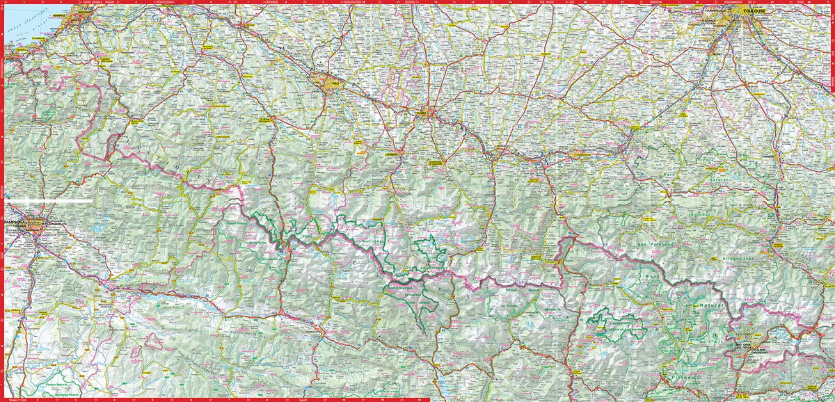 Laminated road map - Pyrenees | Express Map – Cartovia