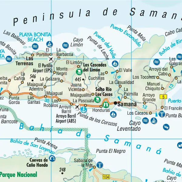 Carte routière plastifiée - République Dominicaine | Borch Maps carte routière Borch Maps