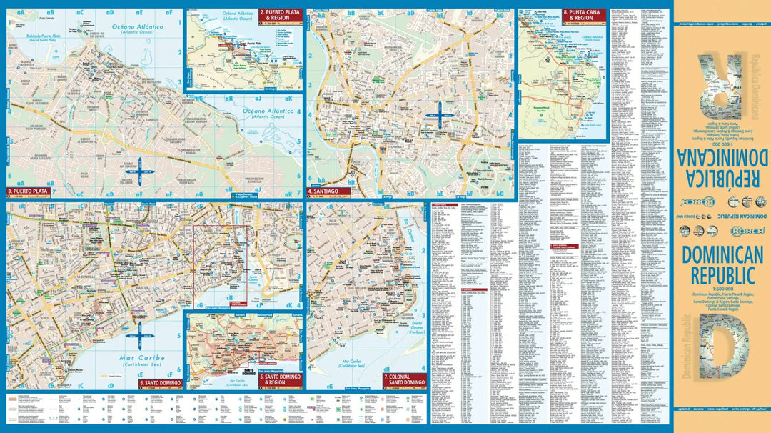 Carte routière plastifiée - République Dominicaine | Borch Map carte pliée Borch Map 