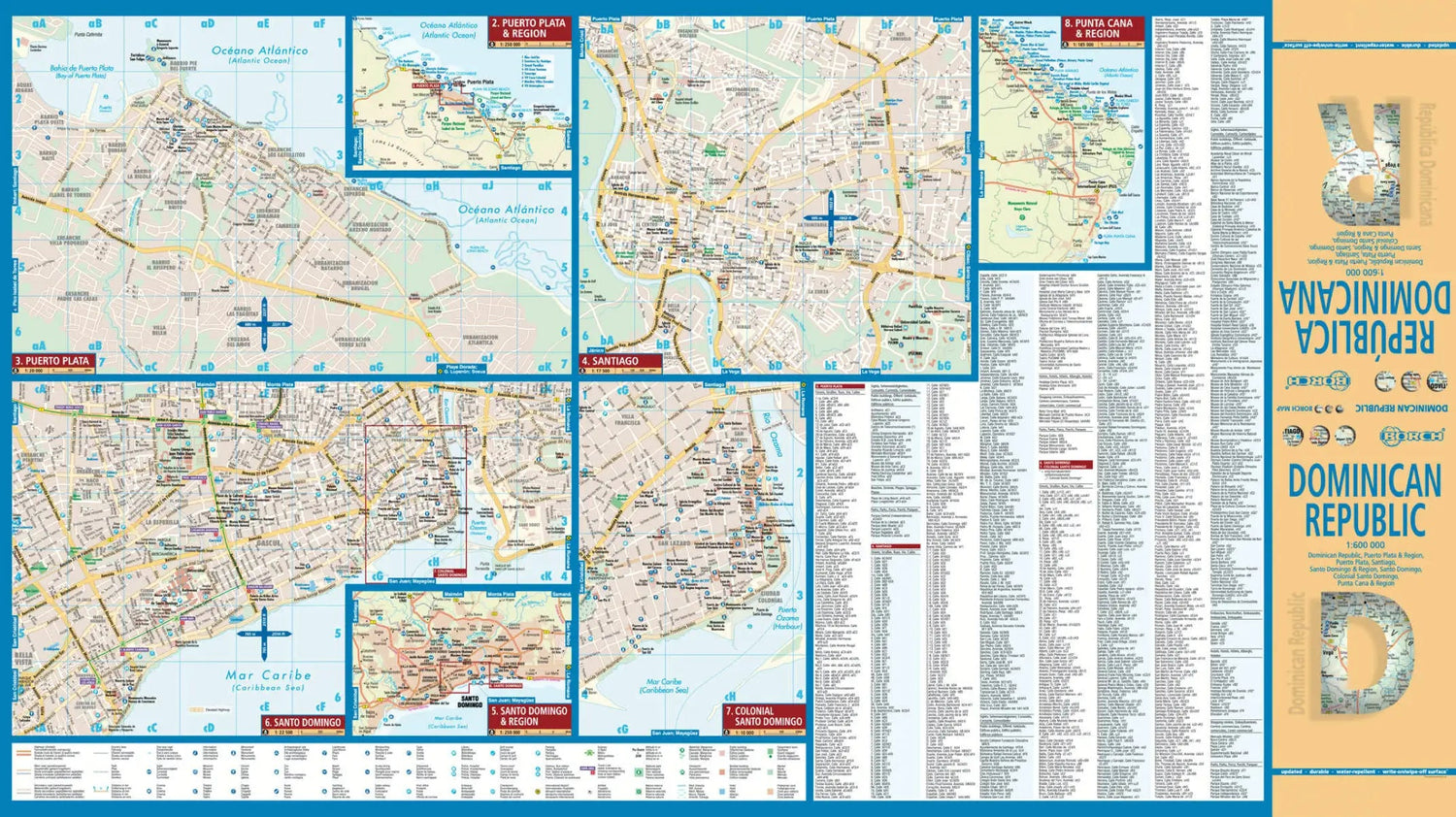 Carte routière plastifiée - République Dominicaine | Borch Maps carte routière Borch Maps