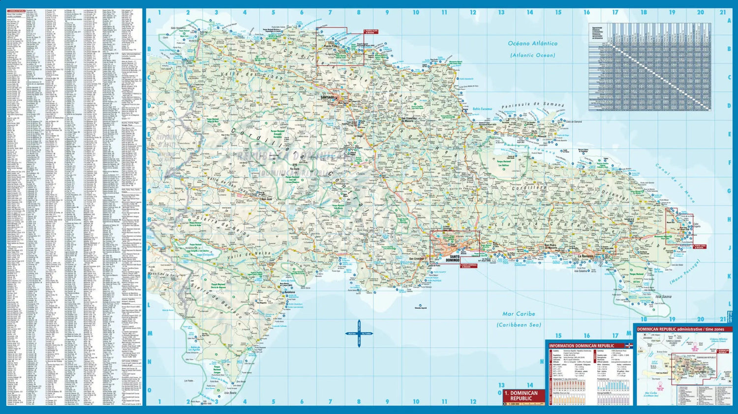Carte routière plastifiée - République Dominicaine | Borch Maps carte routière Borch Maps