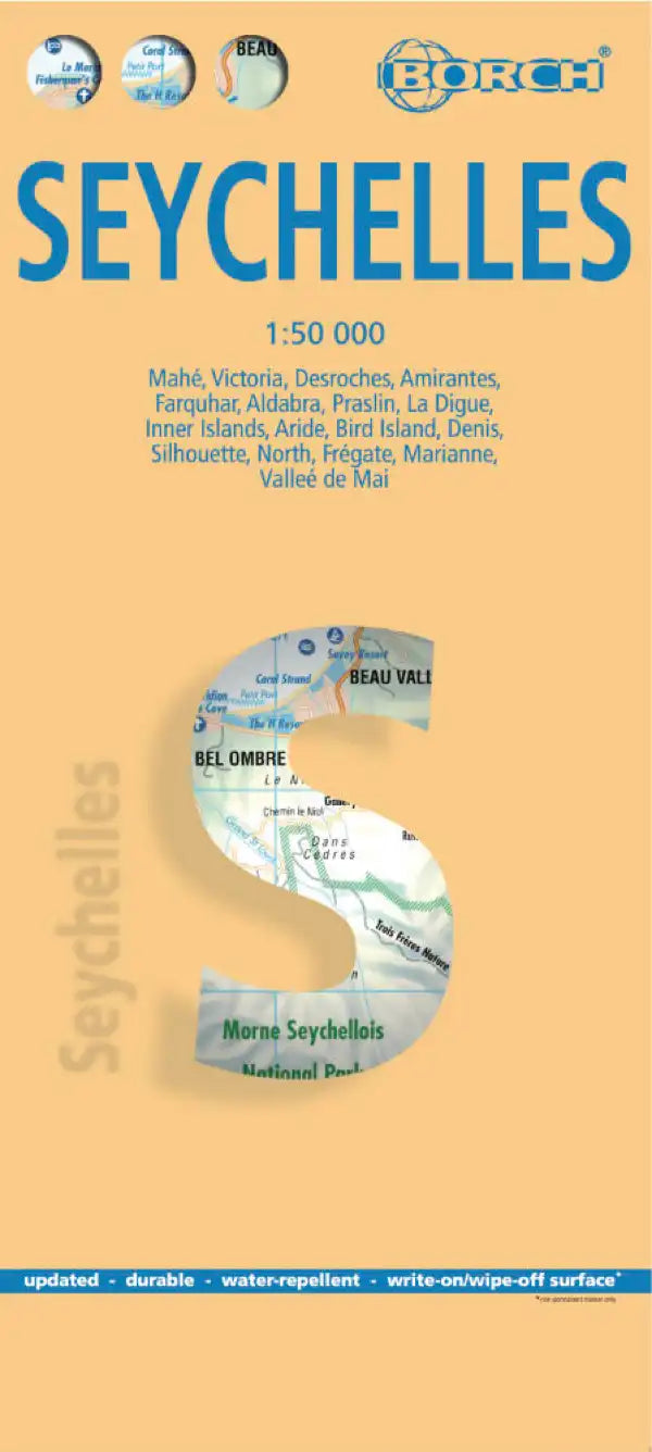 Carte routière plastifiée - Seychelles | Borch Maps carte routière Borch Maps