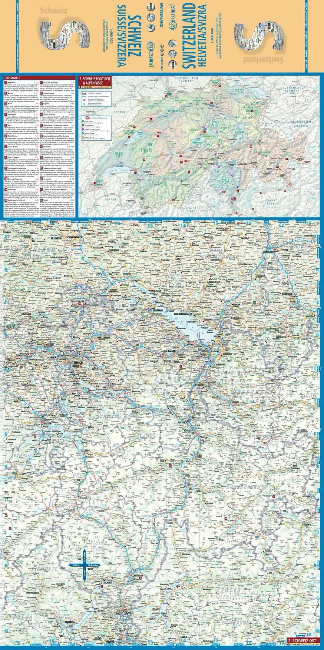 Carte routière plastifiée - Suisse | Borch Maps carte routière Borch Maps