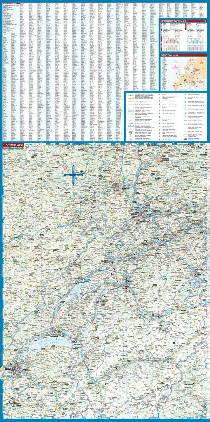Carte routière plastifiée - Suisse | Borch Map carte pliée Borch Map 