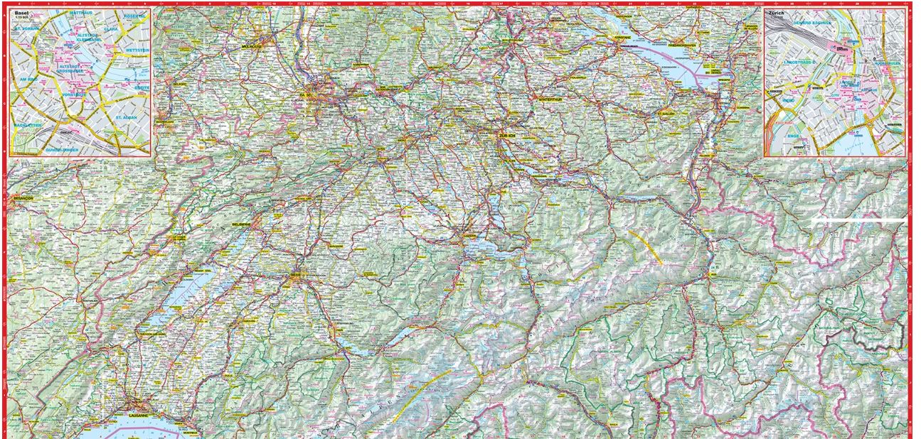 Carte routière plastifiée - Suisse | Express Map carte routière Express Map