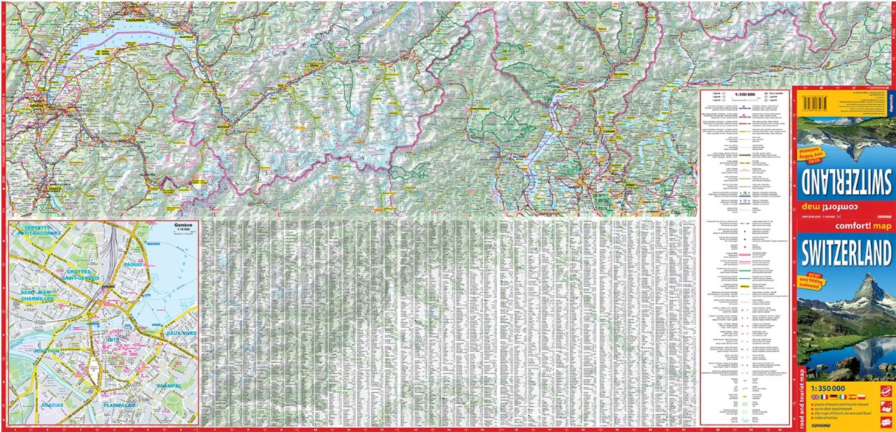 Carte routière plastifiée - Suisse | Express Map carte routière Express Map