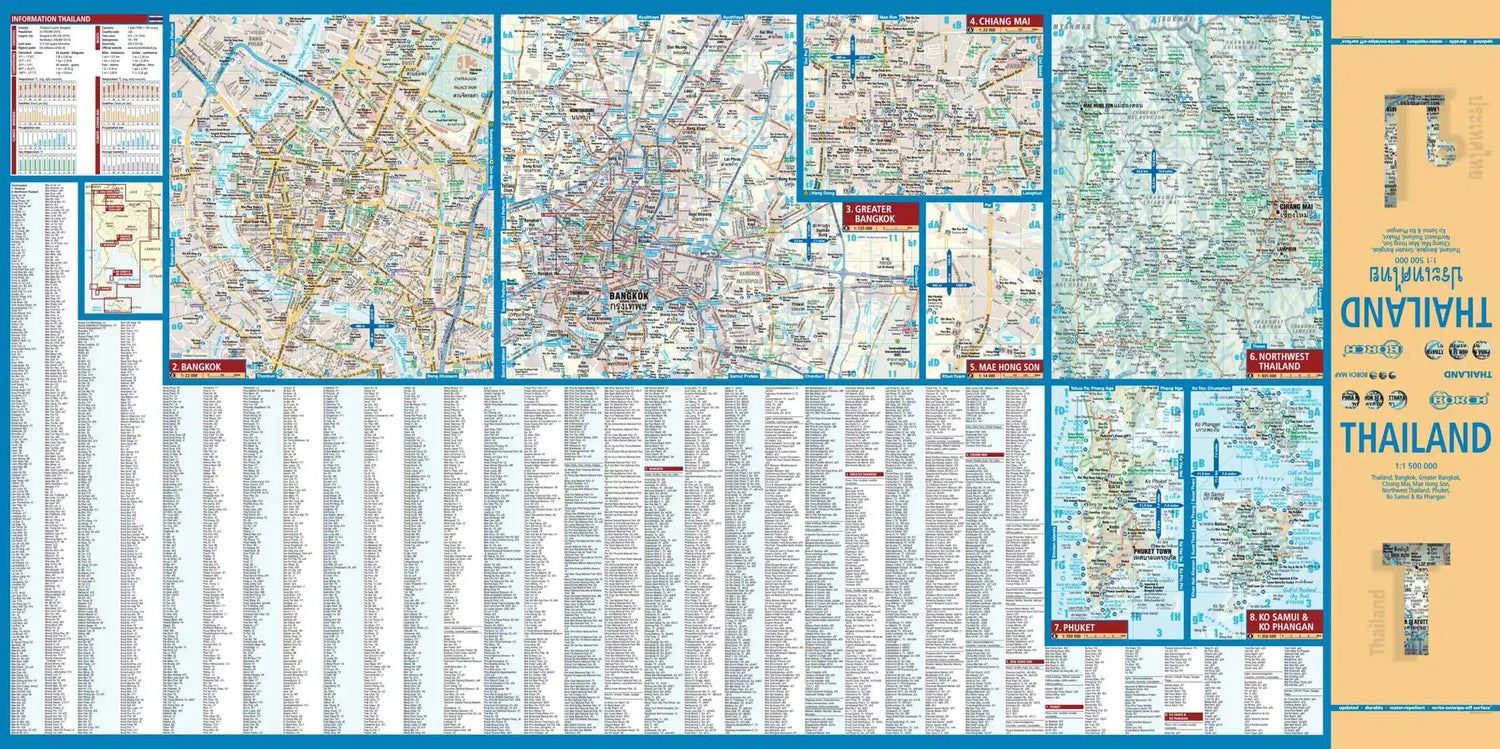 Carte routière plastifiée - Thailande | Borch Maps carte routière Borch Maps