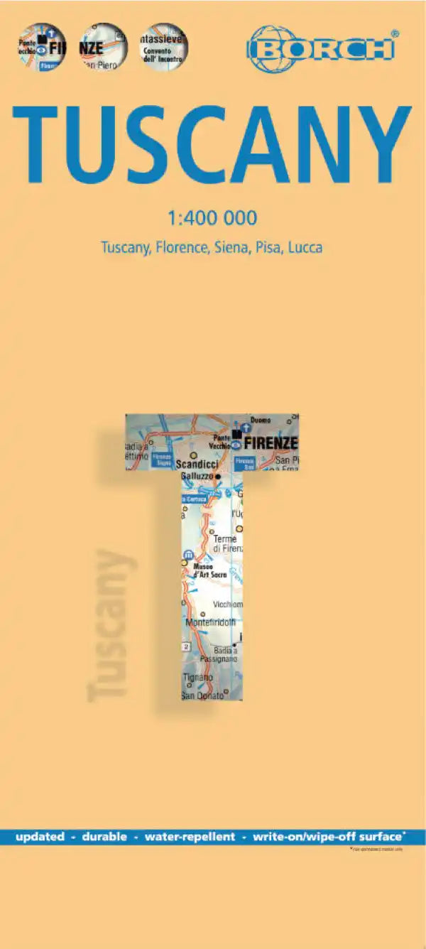 Carte routière plastifiée - Toscane | Borch Maps carte routière Borch Maps