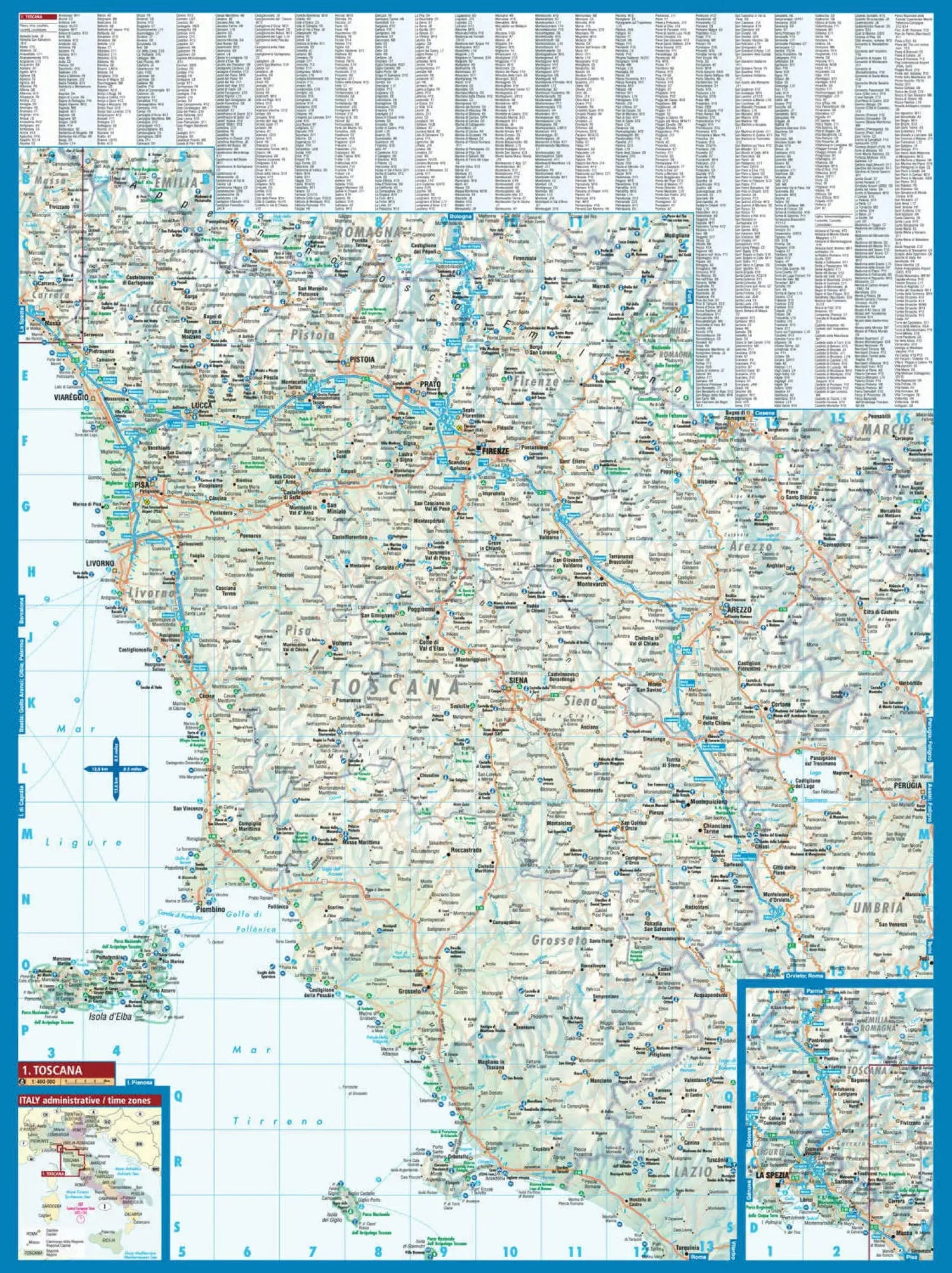Carte routière plastifiée - Toscane | Borch Maps carte routière Borch Maps