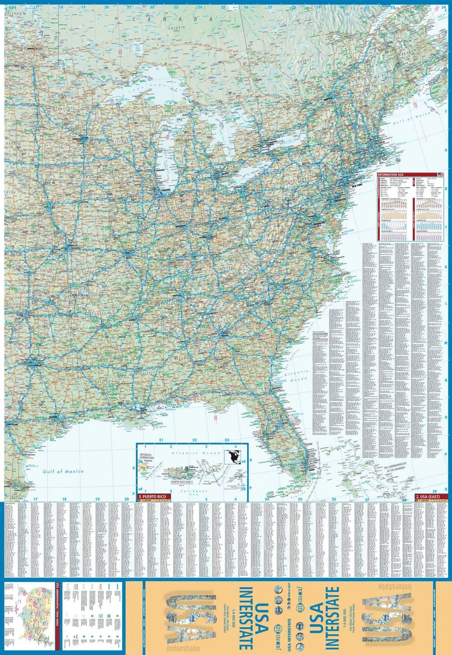 Carte routière plastifiée - USA Interstate | Borch Maps carte routière Borch Maps