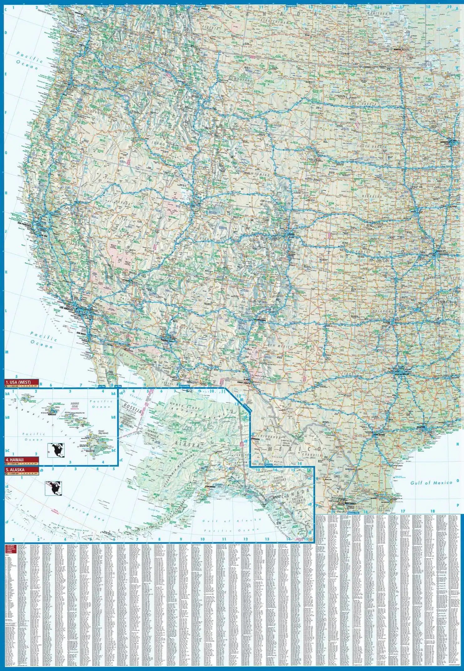 Carte routière plastifiée - USA Interstate | Borch Maps carte routière Borch Maps