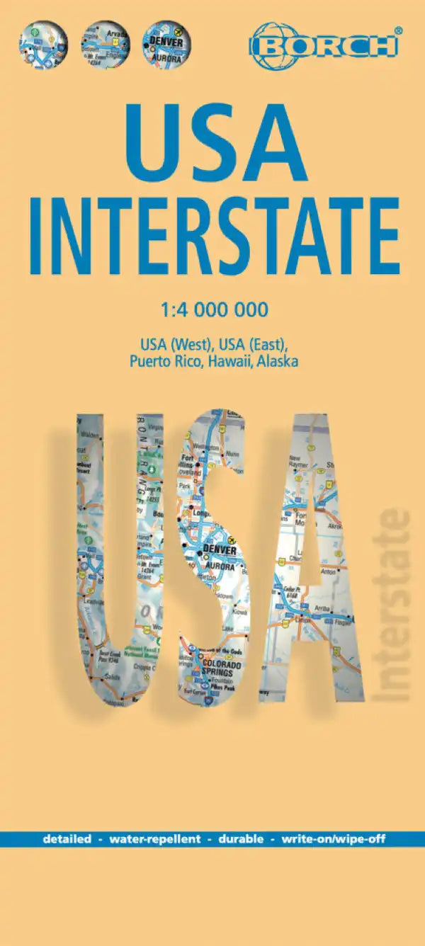 Carte routière plastifiée - USA Interstate | Borch Maps carte routière Borch Maps