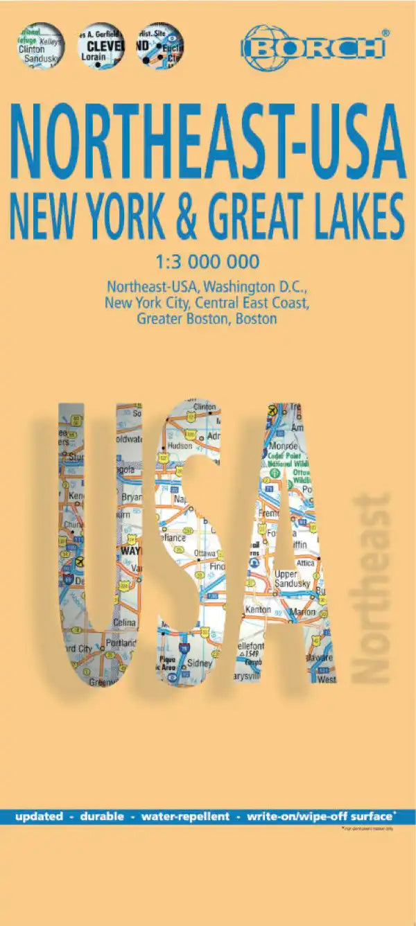 Carte routière plastifiée - USA Nord-Est | Borch Map carte pliée Borch Map 
