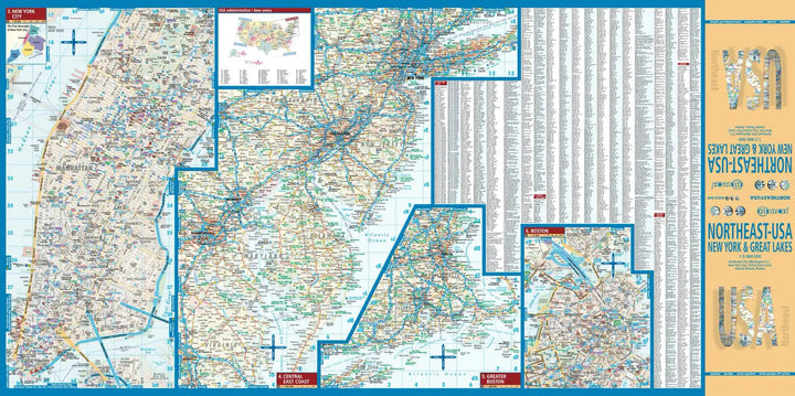 Carte routière plastifiée - USA Nord-Est | Borch Map carte pliée Borch Map 