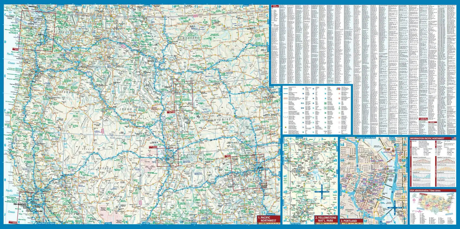 Carte routière plastifiée - USA Nord-Ouest | Borch Maps carte routière Borch Maps