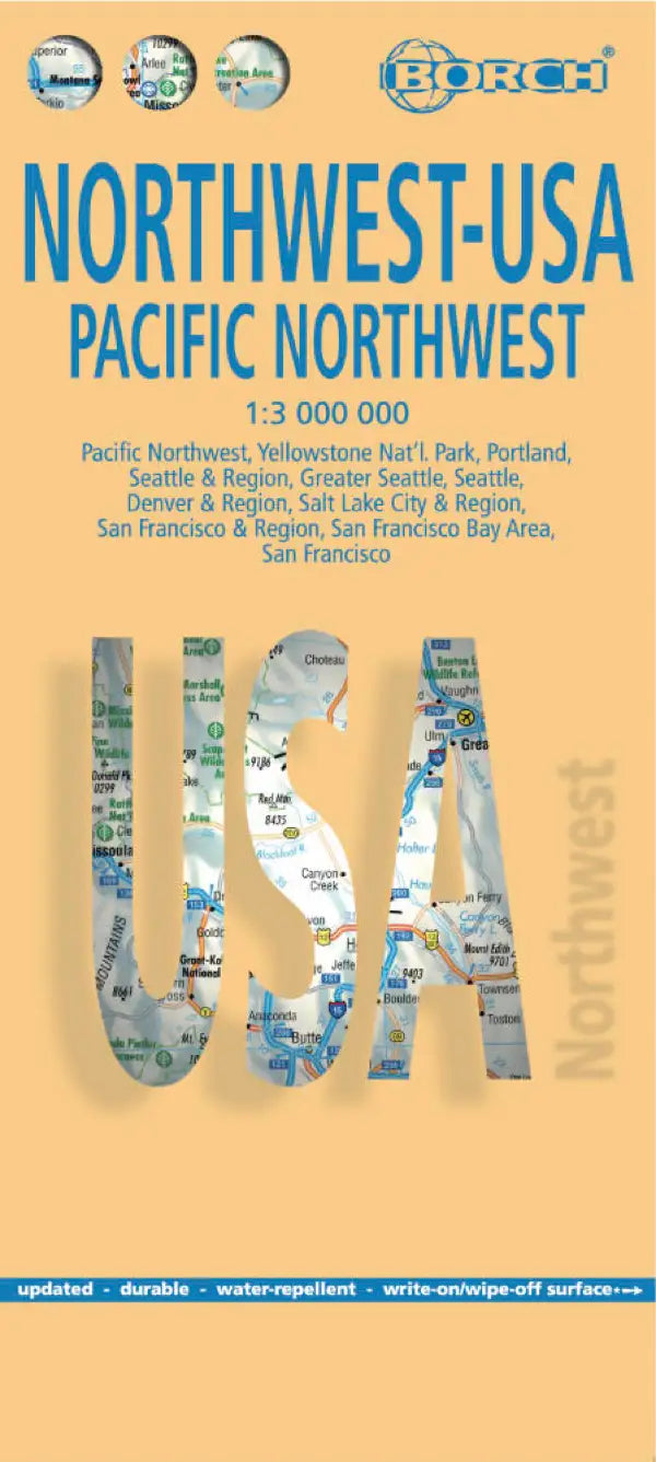Carte routière plastifiée - USA Nord-Ouest | Borch Maps carte routière Borch Maps
