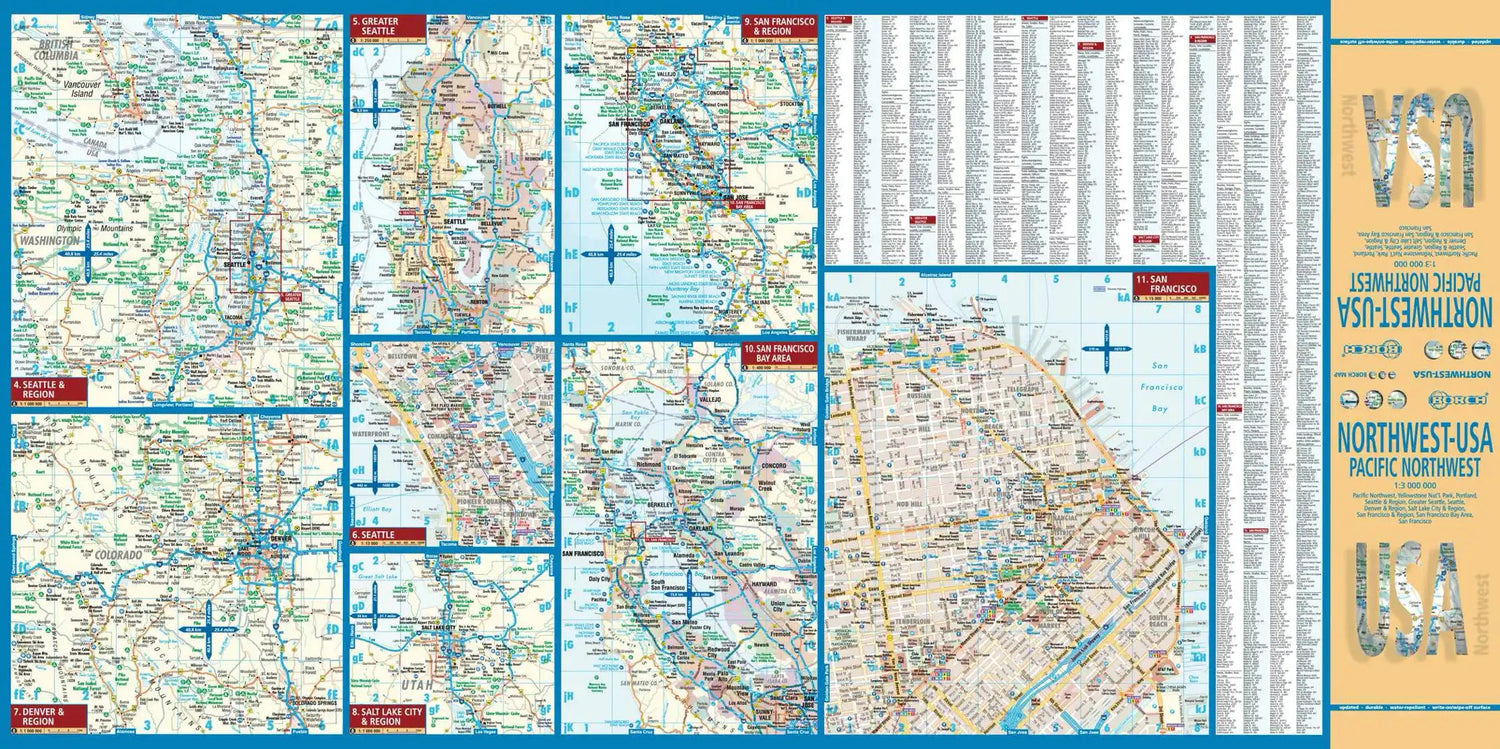 Carte routière plastifiée - USA Nord-Ouest | Borch Maps carte routière Borch Maps