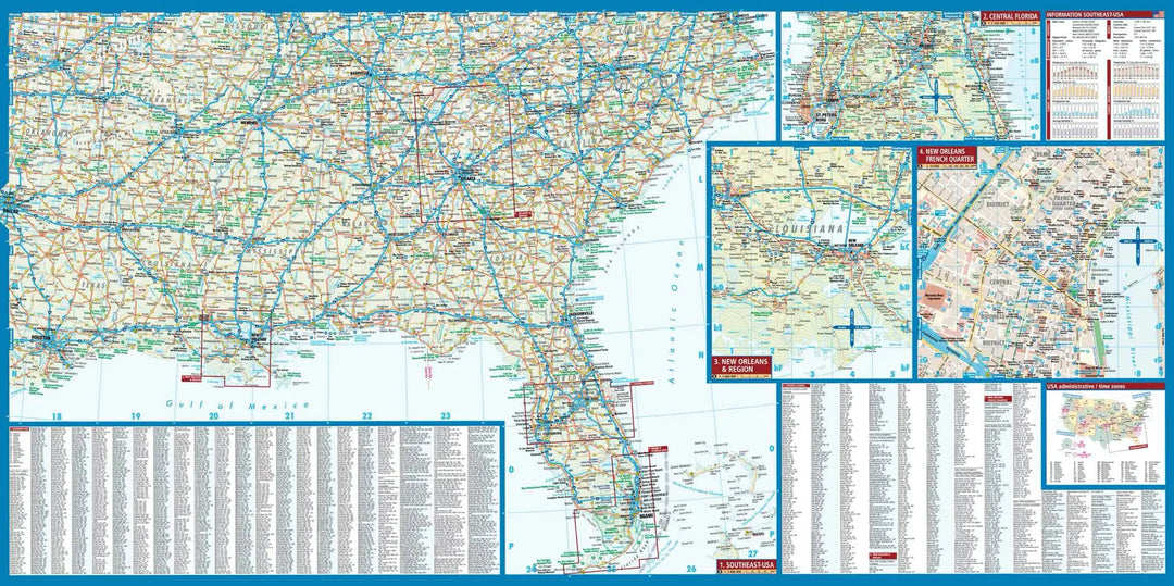Carte routière plastifiée - USA Sud-Est | Borch Map carte pliée Borch Map 